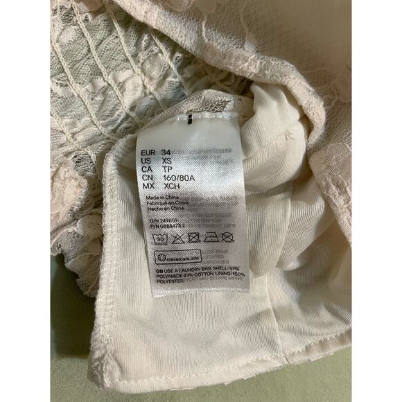 Divided by H&M Womens Top Size Extra Small XS Cream Sheer Lace Long Sleeve Crop - Picture 7 of 7